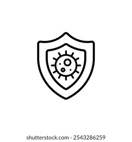 Virus protection shield icon symbol collection on white background.