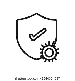 Virus protection shield icon Vector flat thin line illustration