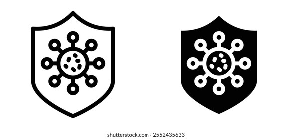 Virus protection shield liner icon vector set.