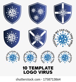 Virus Protection Shield  Logo Template Vector