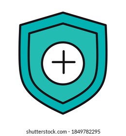 virus protection shield medical prevention vector illustration line and fill icon