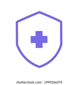 Virus protection shield, security shield for computer virus. Vector illustration isolated on white background.