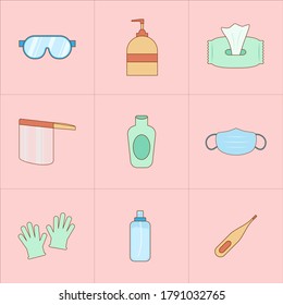 Virus protection starter pack kit outline illustration