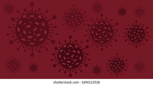 Virus protection, vector banner, stay at home, red background, editable format.