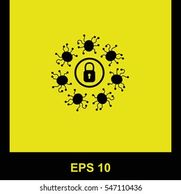 Virus protection vector black icon. Isolated illustration. Business picture.