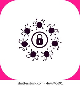 Virus protection vector icon on white background.