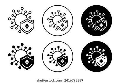 virus protection vector icon set collection. virus protection Outline flat Icon.