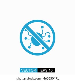 Virus protection vector. Isolated blue icon on white background.