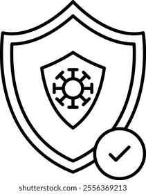 Virus Protection Vector Line Icon Design