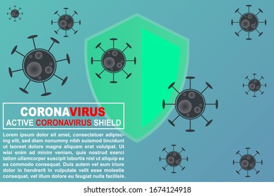 Virus protection vector web banner, website page template. China Wuhan coronavirus epidemic. Polygonal style medical shield with protecting from bacteria, virus, microbes. Microbiology and medicine.
