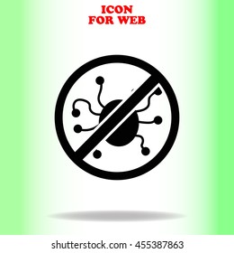 Virus protection web icon. Black illustration on white background