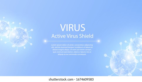 Virus protection, website page template. China Wuhan coronavirus epidemic. 3D models of coronavirus bacteria.  Coronavirus 2019-nCov novel coronavirus concept. Vector web banner.