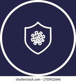 Virus protection white colored vector line icon with dark background