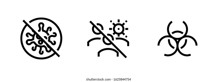 Virus in Public Places Quarantine Abstract icons editable line