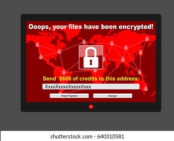 Virus Ransomware Malware Threat Extortionist Computer Screen Red Window