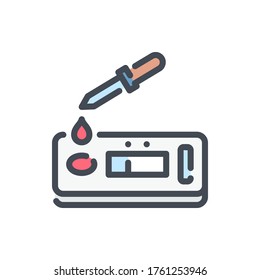 Virus Rapid Test Color Line Icon. Test Kit For Viral Disease Vector Outline Colorful Sign.