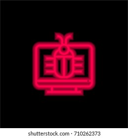 Virus red glowing neon ui ux icon. Glowing sign logo vector