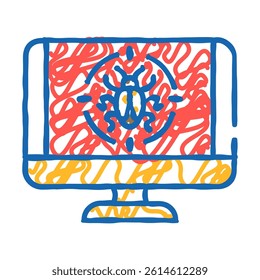 virus removal repair computer doodle icon sketch vector. virus removal repair computer sign. isolated symbol illustration