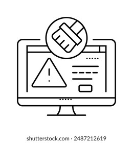 virus removal repair computer line icon vector. virus removal repair computer sign. isolated contour symbol black illustration