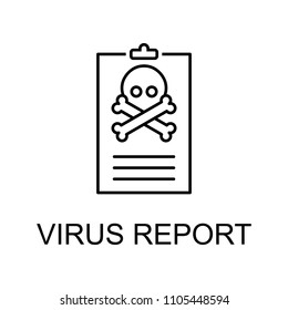 virus report outline icon. Element of data protection icon with name for mobile concept and web apps. Thin line virus report icon can be used for web and mobile on white background