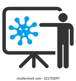 Virus Report vector icon. Style is bicolor flat symbol, blue and gray colors, rounded angles, white background.