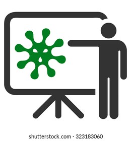 Virus Report vector icon. Style is bicolor flat symbol, green and gray colors, rounded angles, white background.
