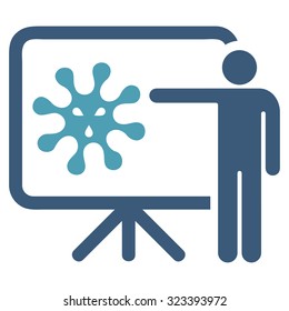Virus Report vector icon. Style is bicolor flat symbol, cyan and blue colors, rounded angles, white background.