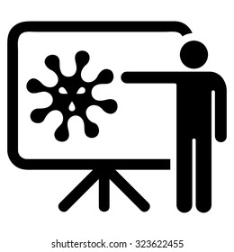 Virus Report vector icon. Style is flat symbol, black color, rounded angles, white background.