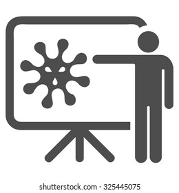 Virus Report vector icon. Style is flat symbol, gray color, rounded angles, white background.