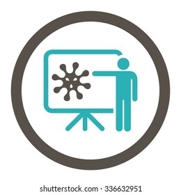 Virus Report vector icon. Style is bicolor flat rounded symbol, grey and cyan colors, rounded angles, white background.