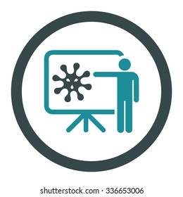 Virus Report vector icon. Style is bicolor flat rounded symbol, soft blue colors, rounded angles, white background.