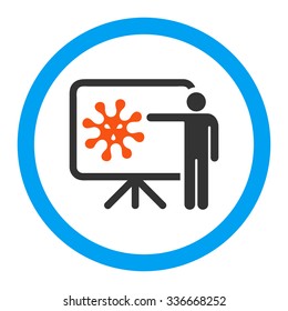 Virus Report vector icon. Style is flat rounded symbol, bright colors, rounded angles, white background.