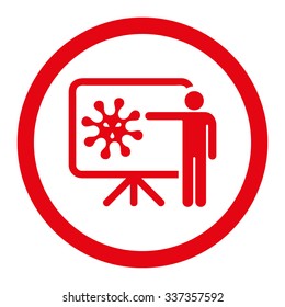 Virus Report vector icon. Style is flat rounded symbol, red color, rounded angles, white background.