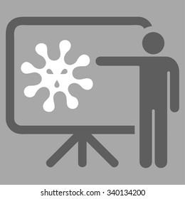 Virus Report vector icon. Style is bicolor flat symbol, dark gray and white colors, rounded angles, silver background.