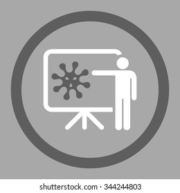 Virus Report vector icon. Style is bicolor flat rounded symbol, dark gray and white colors, rounded angles, silver background.