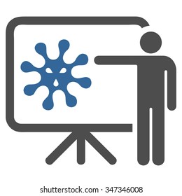 Virus Report vector icon. Style is bicolor flat symbol, cobalt and gray colors, rounded angles, white background.