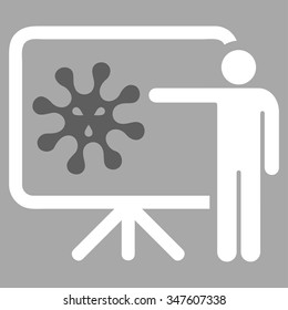 Virus Report vector icon. Style is bicolor flat symbol, dark gray and white colors, rounded angles, silver background.
