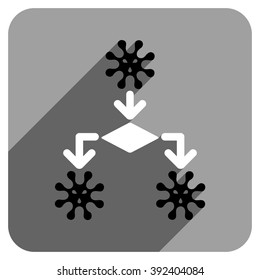 Virus Reproduction long shadow vector icon. Style is a flat virus reproduction iconic symbol on a gray square background.