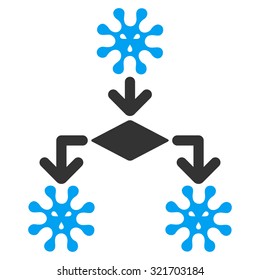 Virus Reproduction vector icon. Style is bicolor flat symbol, blue and gray colors, rounded angles, white background.