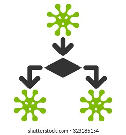 Virus Reproduction vector icon. Style is bicolor flat symbol, eco green and gray colors, rounded angles, white background.