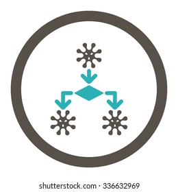 Virus Reproduction vector icon. Style is bicolor flat rounded symbol, grey and cyan colors, rounded angles, white background.