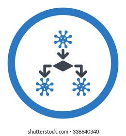 Virus Reproduction vector icon. Style is bicolor flat rounded symbol, smooth blue colors, rounded angles, white background.