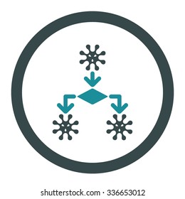 Virus Reproduction vector icon. Style is bicolor flat rounded symbol, soft blue colors, rounded angles, white background.