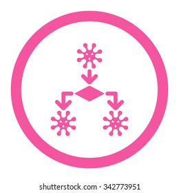 Virus Reproduction vector icon. Style is flat rounded symbol, pink color, rounded angles, white background.
