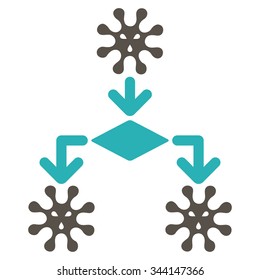 Virus Reproduction vector icon. Style is bicolor flat symbol, grey and cyan colors, rounded angles, white background.