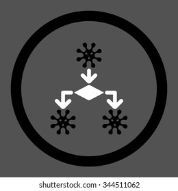 Virus Reproduction vector icon. Style is bicolor flat rounded symbol, black and white colors, rounded angles, gray background.