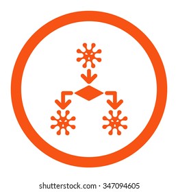 Virus Reproduction vector icon. Style is flat rounded symbol, orange color, rounded angles, white background.