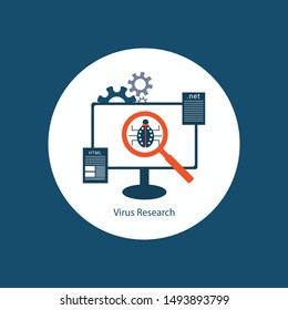 virus research with blue background