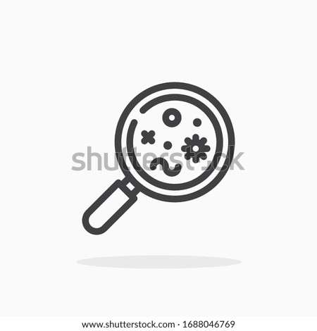 Virus research icon in line style. For your design, logo. Vector illustration. Editable Stroke.