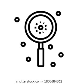 vector de icono de línea de investigación de virus. signo de investigación de virus. símbolo de contorno aislado ilustración negra